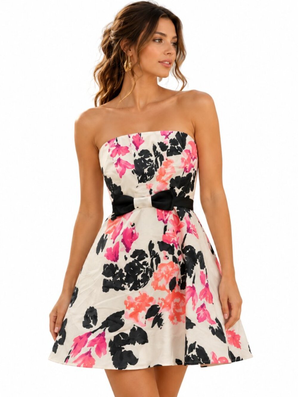 Lilly Pulitzer Amberly Dress 00 Cameo Floral Shimmer Strapless Preppy Coquette